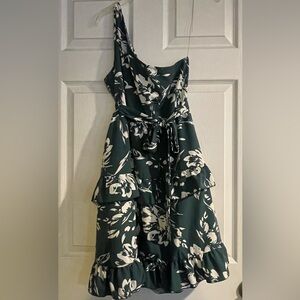 Teal one shoulder summer dress XL